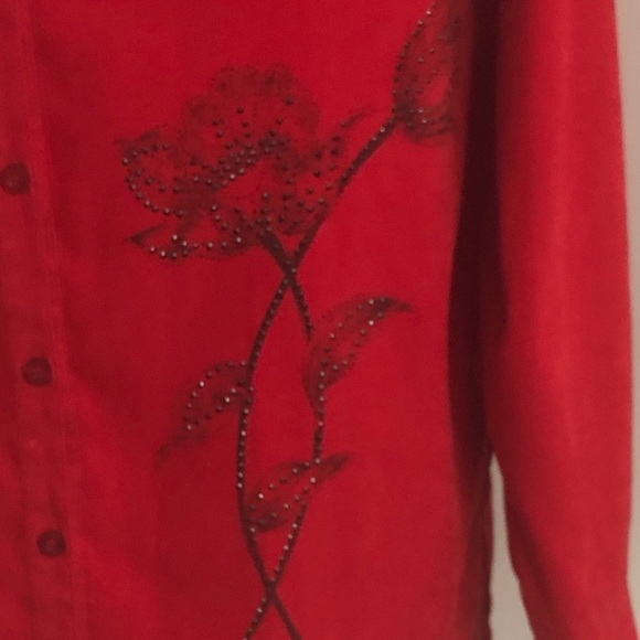 Red Embellished Top. Size Med .Like new. - Picture 3 of 9